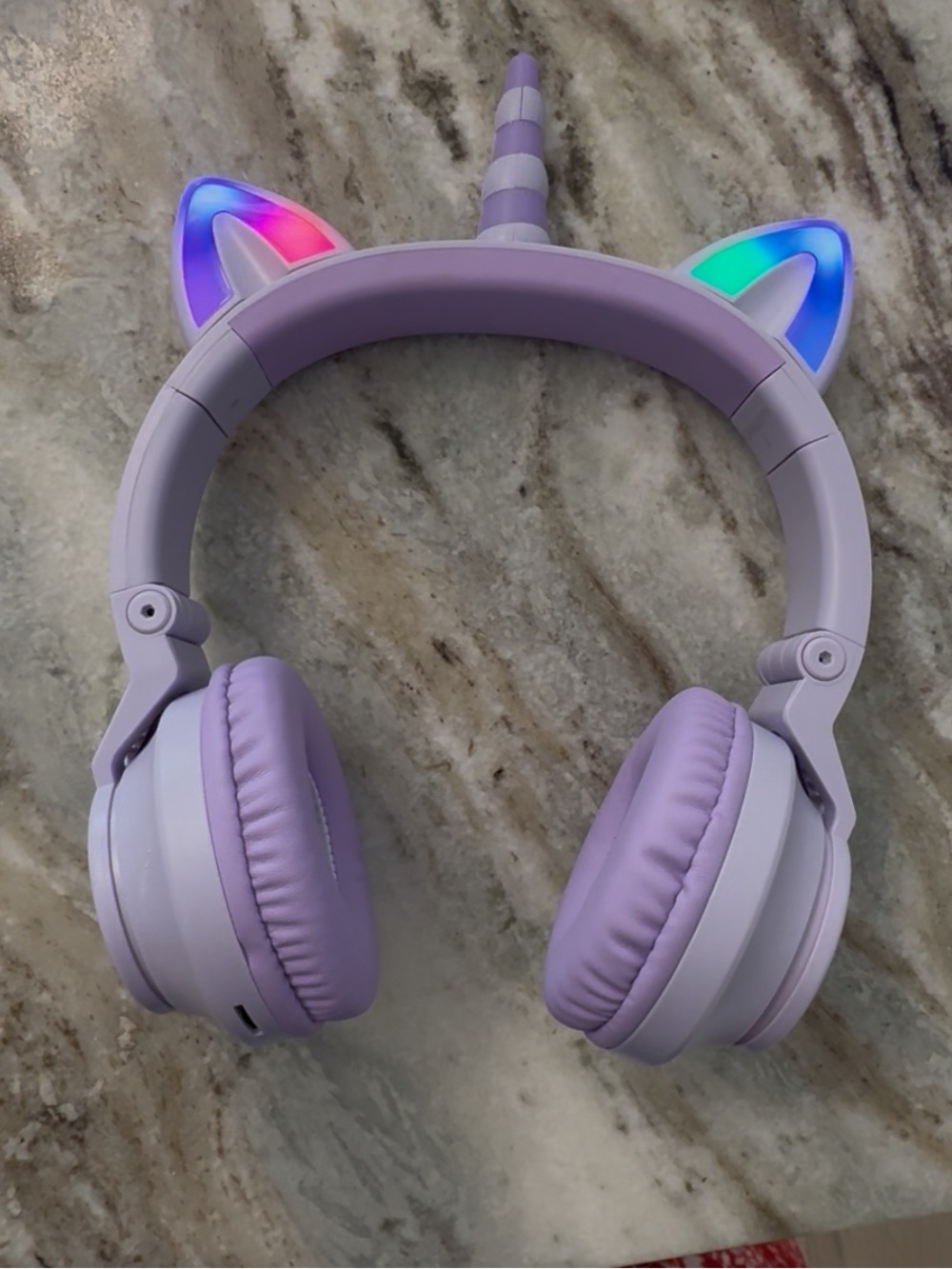 Kids Purple Unicorn LED Wireless Headphones